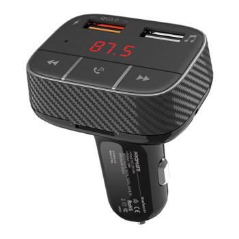 Promate SmarTune-2+ Universal Bluetooth Car FM Transmitter With 3 USB Charging Ports and Quick Charger