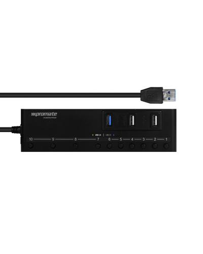 PROMATE MasterHub High Performance 10-port USB Hub with Four USB 3.0 and Six USB 2.0 Ports