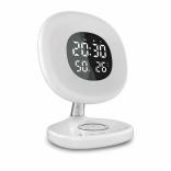 AuraRise Digital Alarm Clock with 6 color LED and Wireless Charging Station