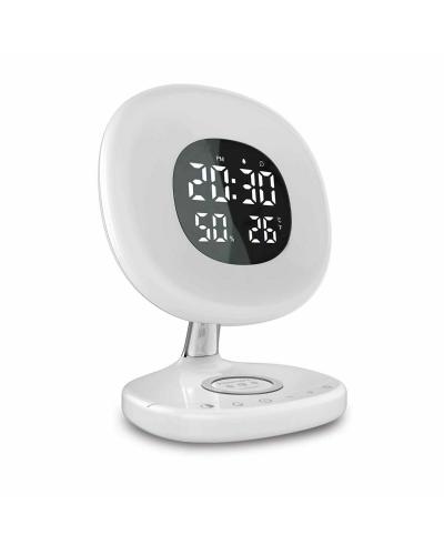 AuraRise Digital Alarm Clock with 6 color LED and Wireless Charging Station