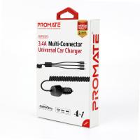 PROMATE VolTrip-UNI 3.4A Multi-Connect Universal Car Charger with USB Port
