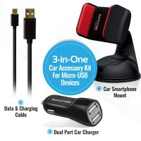 PROMATE CarKit-HM 3-in-1 Micro-USB Car Charging Kit