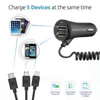 PROMATE Charger-Trio 3-in-1 Car Charger With Lightning, Type-C and MicroUSB Connectors