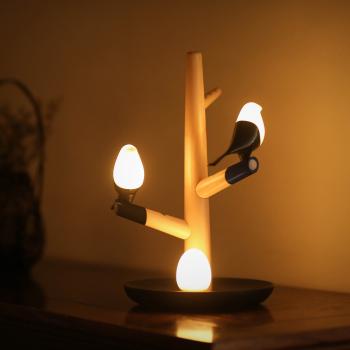 PROMATE HomeTree‐1 Table‐Top Wooden Tree Style Wireless Charging Stand For Magpie & Egg Light