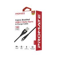 Promate Fabric Braided USB-C Data Sync & Charge Cable (cCord-1)