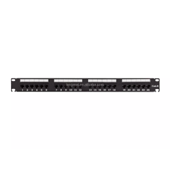 Safewell 180*UTP Patch Panel,cat.6A 24 Port with D-ring cable manager