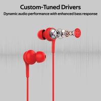 PROMATE DUET Vibrant Audio Enhanced In Ear Wired Earphones ( RED )
