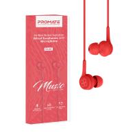 PROMATE DUET Vibrant Audio Enhanced In Ear Wired Earphones ( RED )