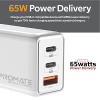 PROMATE GANPORT3-65PD 65w 3Ports Charger ( WHITE )