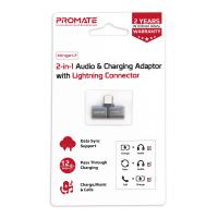 Promate 2-in-1 Audio & Charging Adaptor with Lightning Connector (GREY)