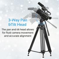 Promate PIXELS-170 Professional Aluminum Video Tripod with Mid-Level Spreader