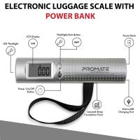 Promate PowerScale Multi Function 3 in 1 Portable Digital Weighing Scale with Built in Power Bank ( SILVER )