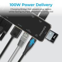 PROMATE PrimeHub-pro Ultra-Fast Multiport USB-C Hub with 100W Power Delivery