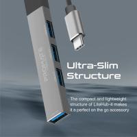 promate LiteHub-4 ( 4-in-1 Multi-Port USB-C Data Hub ) grey