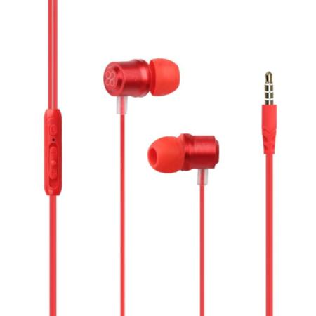 PROMATE Travi Dynamic In-Ear Stereo Earphones with In-Line Microphone ( red )
