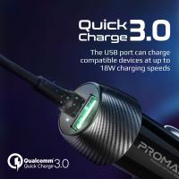 Promate 33W Quick Charging Car Charger with USB-C Cable