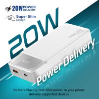20000mAh Super-Slim Power Bank - White