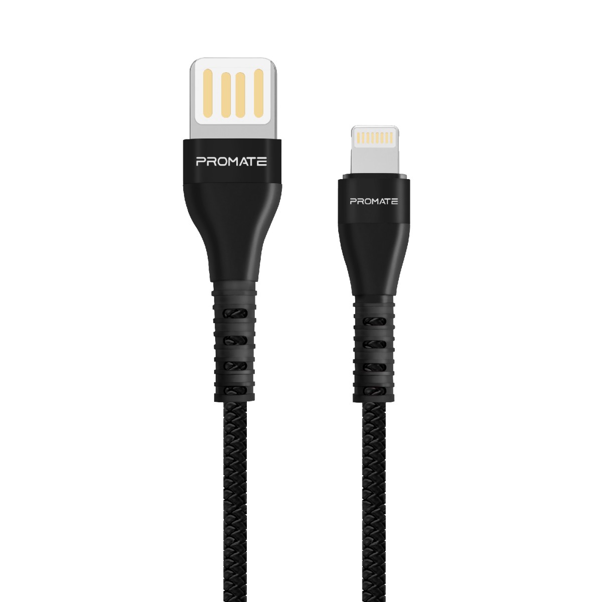 PROMATE Vigoray-i High Speed Fast Charging Syncing Lightning Connector Tangle-free Cable BLACK