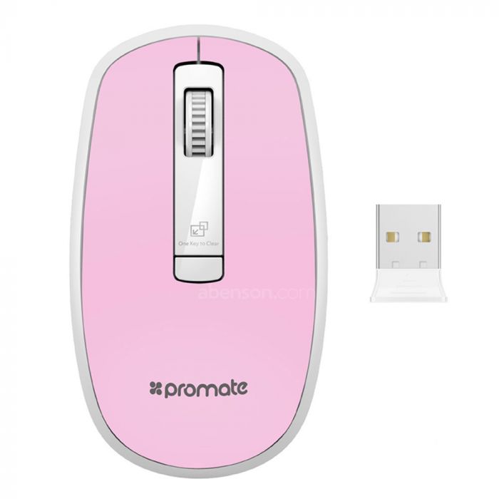 PROMATE Clix-3 Ergonomic Wireless Optical Mouse with Precision Scrolling (PINK)