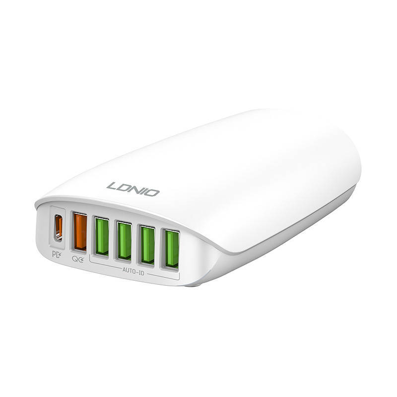 Wall charger LDNIO A6573C, 5x USB, 65W, 1.5m (white)