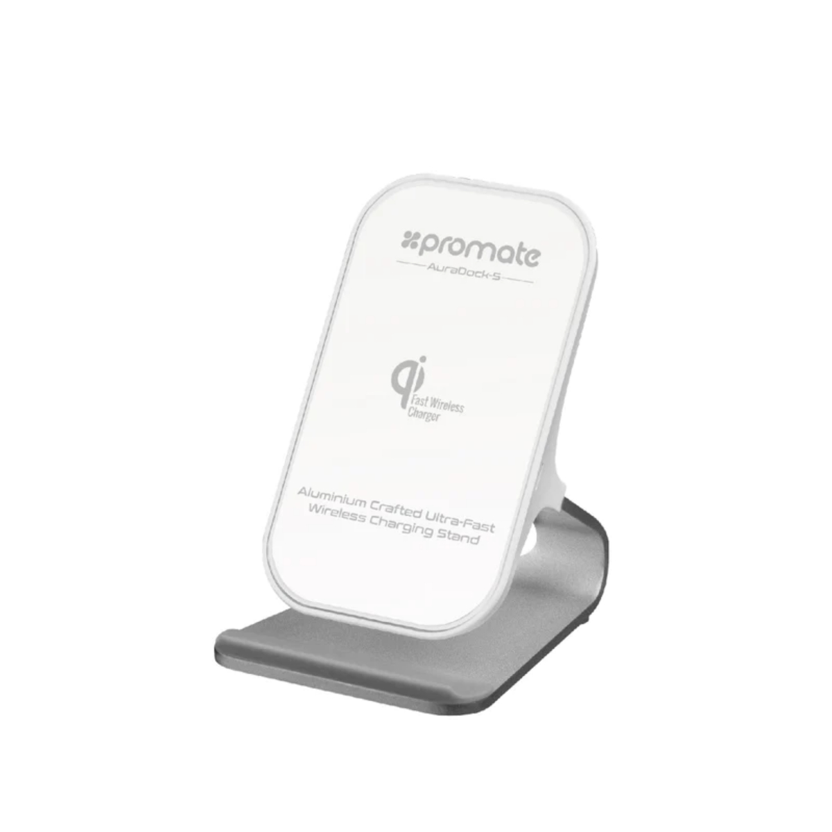 10W Aluminium Fast Charging Qi Wireless Charging Stand with Dual Coils & USB-C Input, SILV-EU