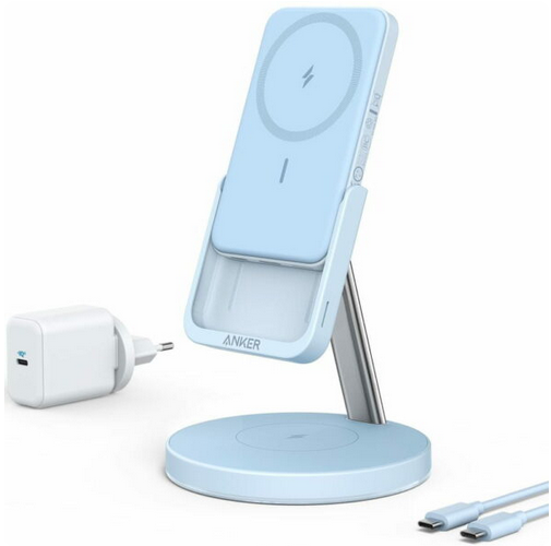 Anker PowerWave Mag-Go 2-in-1 Stand 5K Blue